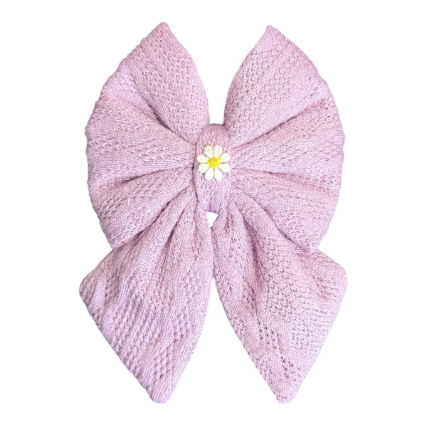 purple knit bow