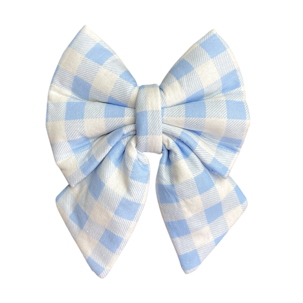blue gingham sailor bow